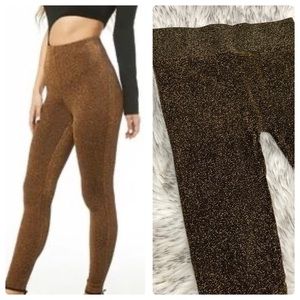 NWOT Forever 21 Bronze Metallic Shimmer Lurex Seamless Stretch Leggings S/M